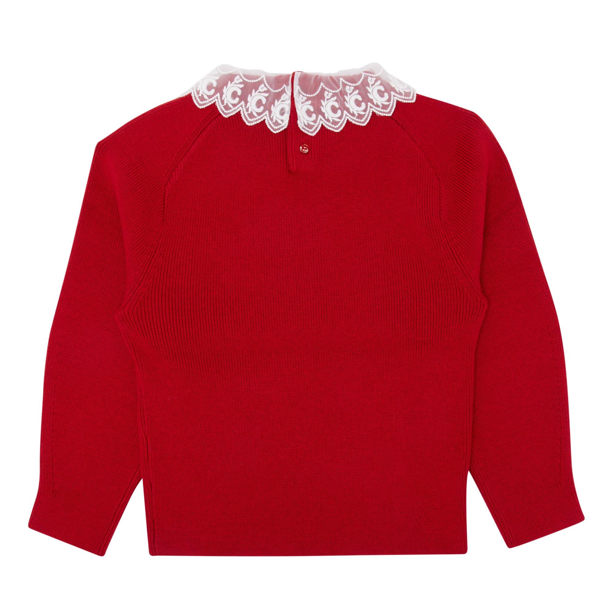 Lace Neckline Knitted Sweater